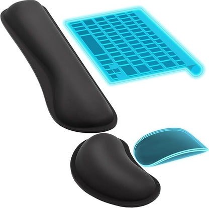 KTRIO Ergonomic Keyboard Wrist Rest & Mouse Wrist Rest Set, Black | Memory Foam Wrist Support, Ergonomic Design, Non-Slip Base, Office and Home Use