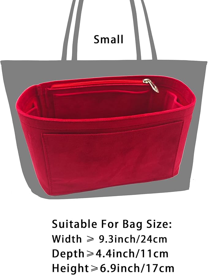 Purse Organizer Insert, Suede Bag Organizer Handbag Tote Shaper, Suede Material, Soft and Non Damaging Bag (Black, Small)