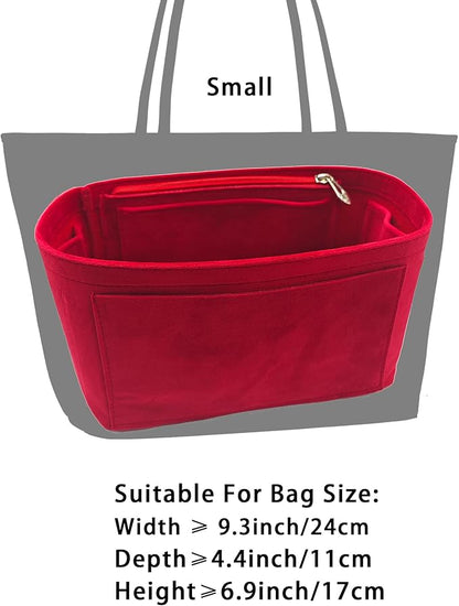 Purse Organizer Insert, Suede Bag Organizer Handbag Tote Shaper, Suede Material, Soft and Non Damaging Bag (Beige, Small)