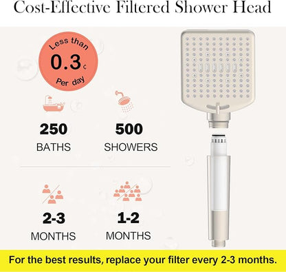 Homlord Filtered Shower Head with Handheld Brushed Nickel - High Pressure 6 Modes, 120 Anti-clog Nozzles, Detachable Showerhead with Hard Water Filters, Extra Long 6ft Hose, Power Wash Mode