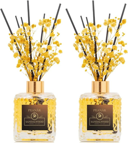 PEANÄK Set of 2 - Sandalwood Orange Fragrance Oil - Reed diffusers 6.7oz (200ml) 2 Pack of Long Lasting Scents for Home & Office,Living Room & Bathroom Shelf Decor and Gifts