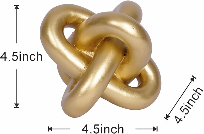 Gold Knot Statue Decor Modern Geometric Round Sculpture Table Sculptures and Figurines Round Decorative Ornaments Knick Knacks Home Decor for Shelves Coffee Table Bookshelf Decoration Gifts
