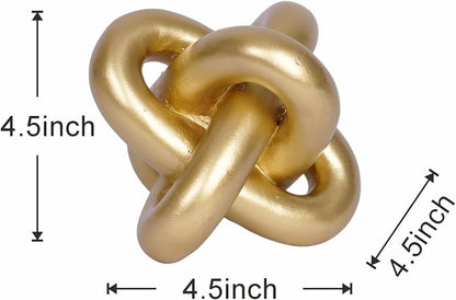 Gold Knot Statue Decor Modern Geometric Round Sculpture Table Sculptures and Figurines Round Decorative Ornaments Knick Knacks Home Decor for Shelves Coffee Table Bookshelf Decoration Gifts