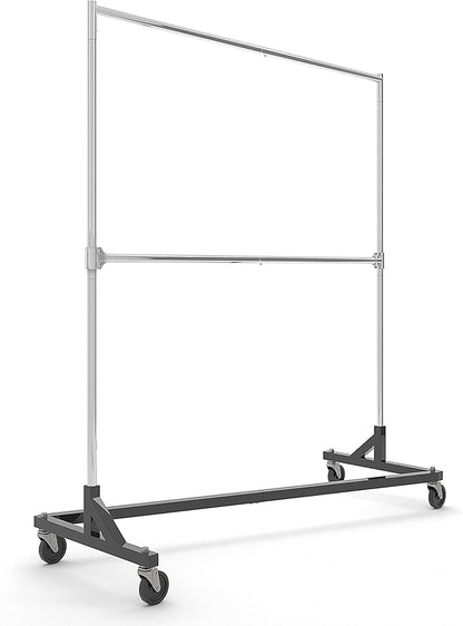 Econoco Commercial Garment Rack - Rolling Clothes Rack, Heavy Duty (Z Rack with Add On Hang Bar, Black)