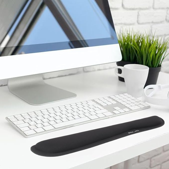 ELZO Keyboard Wrist Rest Pad Support with 65D High-Density Thicken Memory Foam Padding, Ergonomic Design Computer Rest Pad Desk Wrist Mat, Non-Slip Rubber Base Office Laptop
