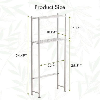 AmazerBath Bamboo Over The Toilet Storage Shelf, 2-Tier Over Toilet Bathroom Organizer Rack, Bathroom Shelves Over Toilet Space Saver, White