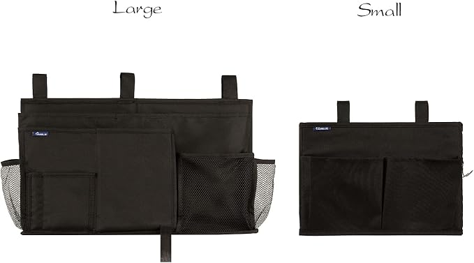 Surblue Caddy Hanging Organizer Bedside Storage Bag for Bunk and Hospital Beds, Black, Small