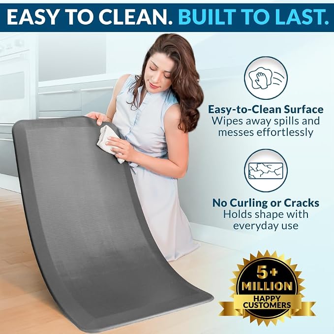 ComfiLife Anti Fatigue Floor Mat – 3/4 Inch Thick Kitchen Mats for Floor, Standing Desk Mat, Kitchen Rug – Comfort at Home, Office – Durable – Stain Resistant – Non-Slip Bottom (20" x 32", Gray)