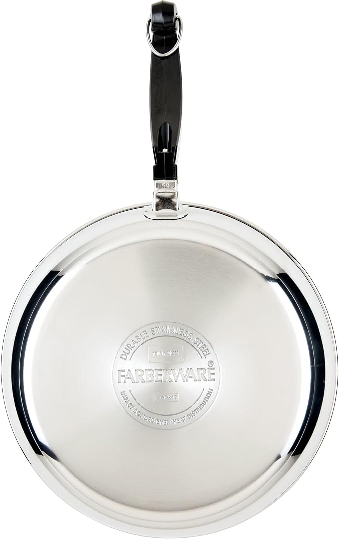 Farberware Classic Series Stainless Steel Pots and Pans with Baking Sheet Pan, Cooking Tools, and Lids, Induction Ready, Dishwasher Safe, 10 Piece Cookware Set, Metal Utensil Safe - Stainless Steel