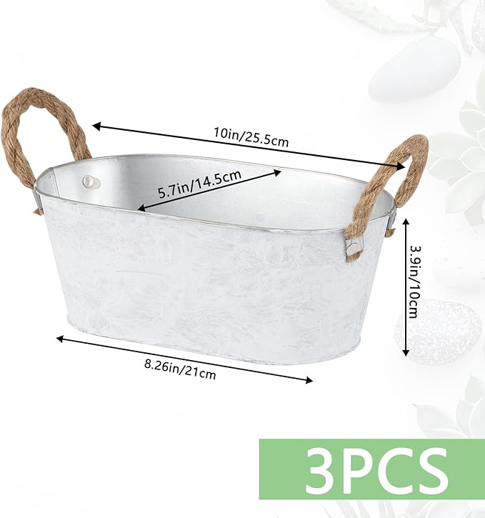 3 Packs Rustic Metal Storage Basket for Toilet Tank Top Bathroom Decoration Toilet Paper Organizing Bin Box with Handle