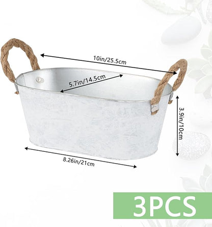 3 Packs Rustic Metal Storage Basket for Toilet Tank Top Bathroom Decoration Toilet Paper Organizing Bin Box with Handle