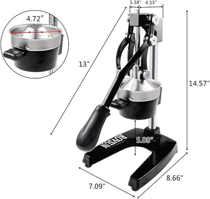 ROVSUN Professional Citrus Juicer Lemon Squeezer, Cast Iron Juicer, Commercial Manual Fruit Press Juicer for Lemon Pomegranate Orange Juice, Heavy Duty Hand Press and Lime Squeezer Stand (Black)