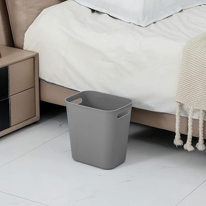 UUJOLY Plastic Small Trash Can Wastebasket, Garbage Container Basket for Bathrooms, Laundry Room, Kitchens, Offices, Kids Rooms, Dorms, 3.5 Gallon, 3.5 Gallon, Grey