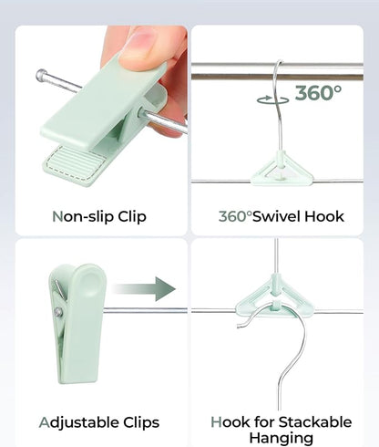 Northern Brothers Space Saving Pants Hangers with Clips, 50 Pack, Green, Plastic
