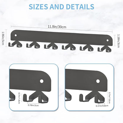 2 Pack Key Holder for Wall, Key Hooks Wall Mount with 12 Hooks, No Drilling Required, Self-Adhesive Key Rack, Key Hanger Wall Mount for Corridor, Kitchen, Living Room - Gray