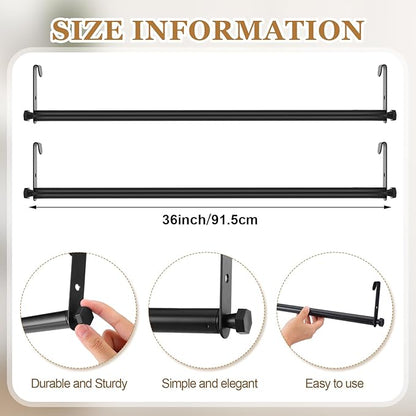 2 Pack Wire Shelving Garment Hanger Bar Wire Shelving Accessories Industrial Closet Clothes Rods for Home Retail Store(Black,36 Inch)