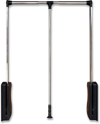 Pull Down Closet Rod 21"-26", Adjustable Side Mounted Closet for Kitchen Bedroom High Cabinets, Chrome, Two-Way Buffering Side, Heavy Duty Load Capacity