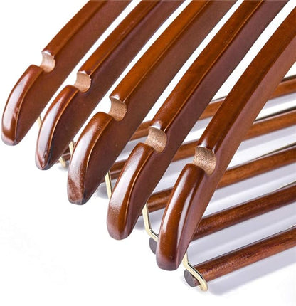 Quality Hangers Wooden Hangers Beautiful Sturdy Suit Coat Hangers with Locking Bar Walnut Finish Gold Hooks (20)