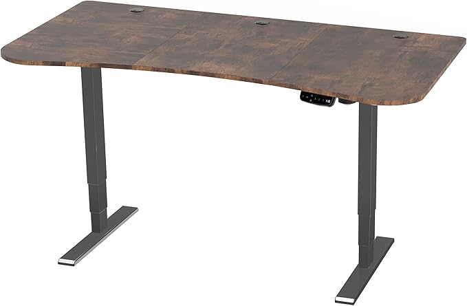 VIVO Electric 63 x 32 in Standing Desk, Touch Screen Adjustment, 220 lb Frame Support, 2E Series, Rustic Vintage Brown Top Black Frame, DESK-KIT-2EBN