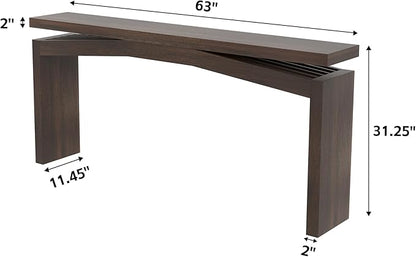 63-Inch Farmhouse Entryway Table Behind Couch Skinny, Long Wooden Entrance Table for Living Room Narrow, Rectangular Modern Console Tables for Apartment, Home, Dark Brown