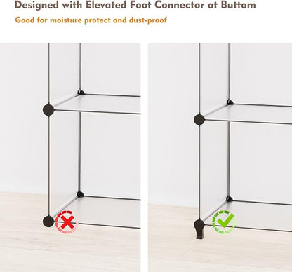 HOMIDEC Closet Organizers and Storage, 9 Cube Storage Organizer, Portable Closet Organizer Storage Cubes Shelves for Clothes, Bedroom, Wardrobe, Kids Room, Bathroom, Transparent