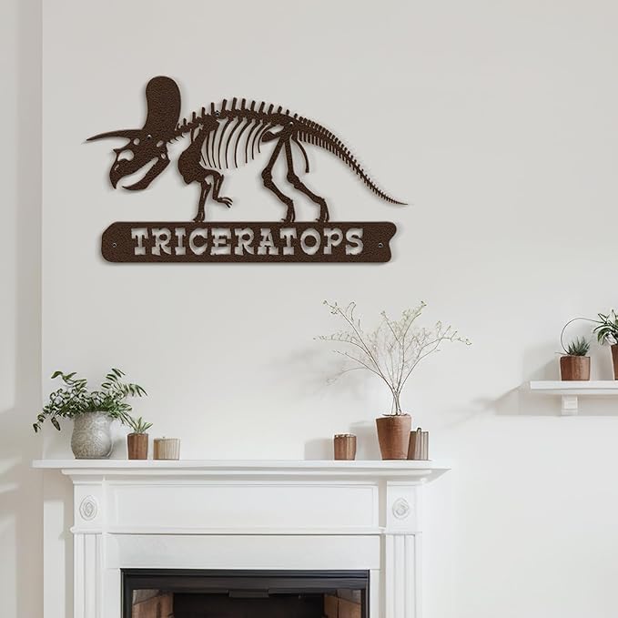 SIGNLEADER Metal Wall Art Decor Triceratops Minimalist Modern Abstract Wall Sculpture Hangings Home Decoration for Living Room, Bedroom, Bathroom, Kitchen - 24" Bronze