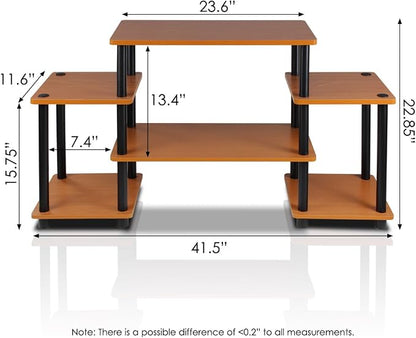 Furinno No Tools Tube Entertainment Center, Light Cherry/Black, Square Corner