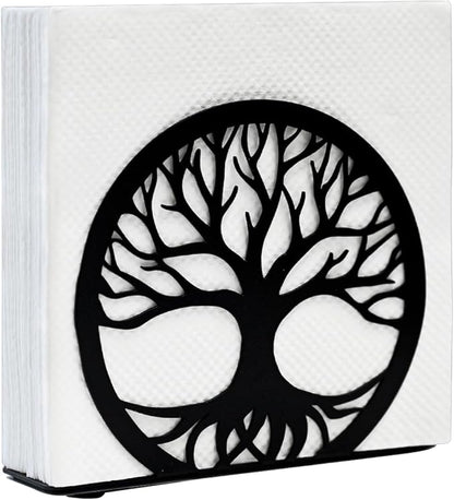 Napkin Holder for Table, Standing Napkin Dispenser Outdoor Farmhouse Black Cocktail Napkin Holders for Kitchen Coffee Shop Dining Room (6"x 1.7"x 4.9")