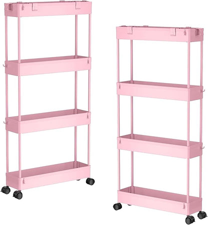 SPACELEAD 2-piece Set Slim Storage Cart 3 Tier,Bathroom Organizer Rolling Utility,Mobile Shelving Unit Slide Out for Office, Kitchen, Laundry Room & Narrow Places