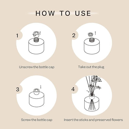 Cocorrína Premium Reed Diffuser Set with Preserved Baby's Breath & Cotton Stick Lavender Thyme | 6.76 Fl.oz Scent Diffuser for Bedroom Bathroom Home Décor