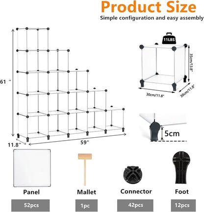 AWTATOS Cube Storage Organizer, 16 Cube Closet Organizer, Stackable Storage Cube Shelves, DIY Portable Closet Clothes Organizer Shelving for Bedroom, Closet, Wardrobe, Bathroom, Translucent