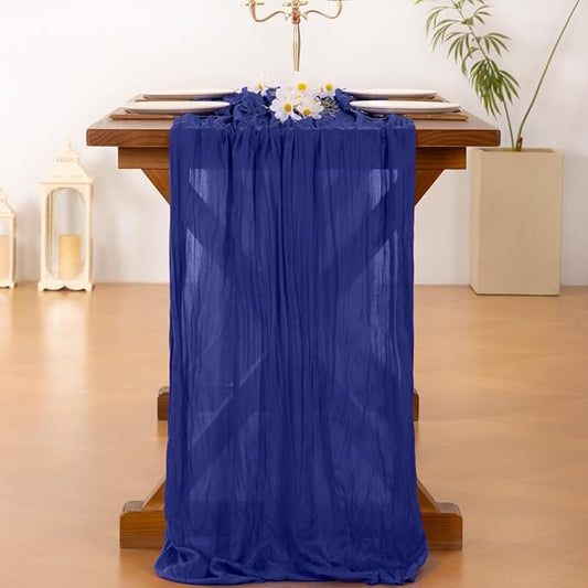 Socomi 6pcs Royal Blue Cheesecloth Table Runner Boho Rustic Gauze 120 inch 10FT Cheese Cloth Runner for Wedding Party Baby Shower Birthday Home Decor Holiday Decorations