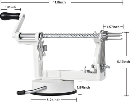 Apple Peeler, Slicer Corer Potato Peelers 3 In 1, Stainless Steel Heavy Duty Suction Cup Base And 7 Extra Blades (White)