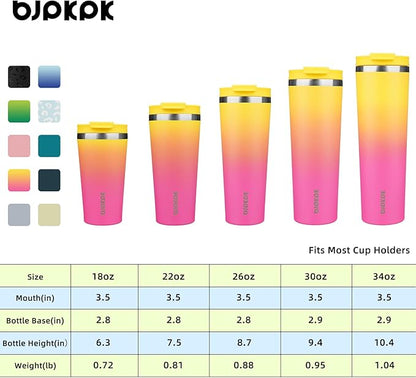BJPKPK 26oz Stainless Steel Insulated Tumbler With lid And Straw Travel Coffee Thermal Tumblers Cup For Women And Men,Pink Yellow Rose