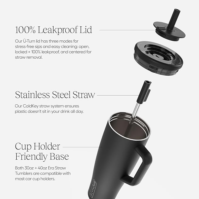BrüMate Era 40 oz Tumbler with Handle and Straw | 100% Leakproof Insulated Water Bottle Tumbler with Lid and Straw | Made of Stainless Steel | Cup Holder Friendly | 40oz (Houndstooth)