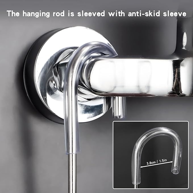YQh hanging shower rack, bathroom storage rack, shampoo bracket, the back hook can be rotated, and can be hung on the faucet or Claw foot bathtubcross bar, 304 stainless steel rust proof and durable