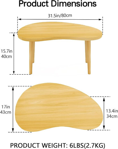 Mango Coffee Table Low Table with 4 Solid Wood Sturdy Legs,Floor Table Desk for Sitting on The Floor,19.7"D x 31.5"W x 16"H Inches,Living Room/Toy room Furniture,Rental house Furniture(Natural-Mango)