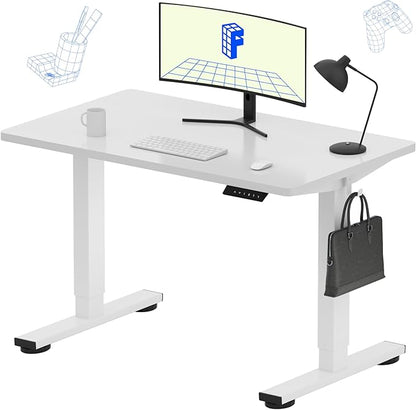 FLEXISPOT EN1 One-Piece Standing Desk, 40"x24" Seamless Desktop Electric Height Adjustable for Home Office, Study Rooms & Multi-Device Workstations, White(White Frame)