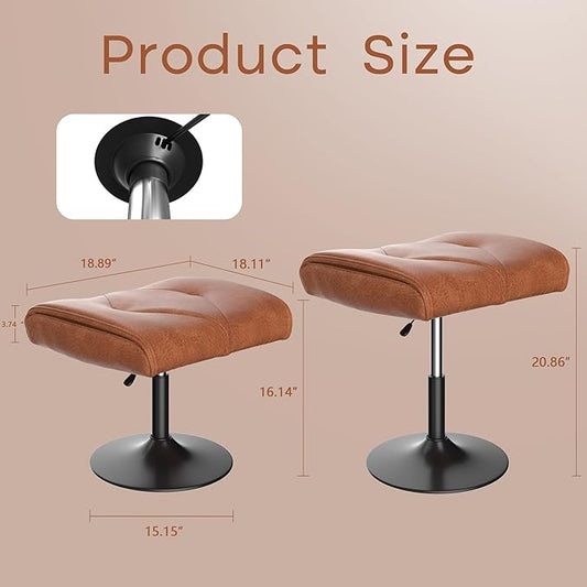 VECELO Foot Rest Under Desk Ottoman, PU Height Adjustable Footrest with Comfort Padding, Leg Rest for Desk for Relieving Leg Pain, Stiffness, and etc, Brown
