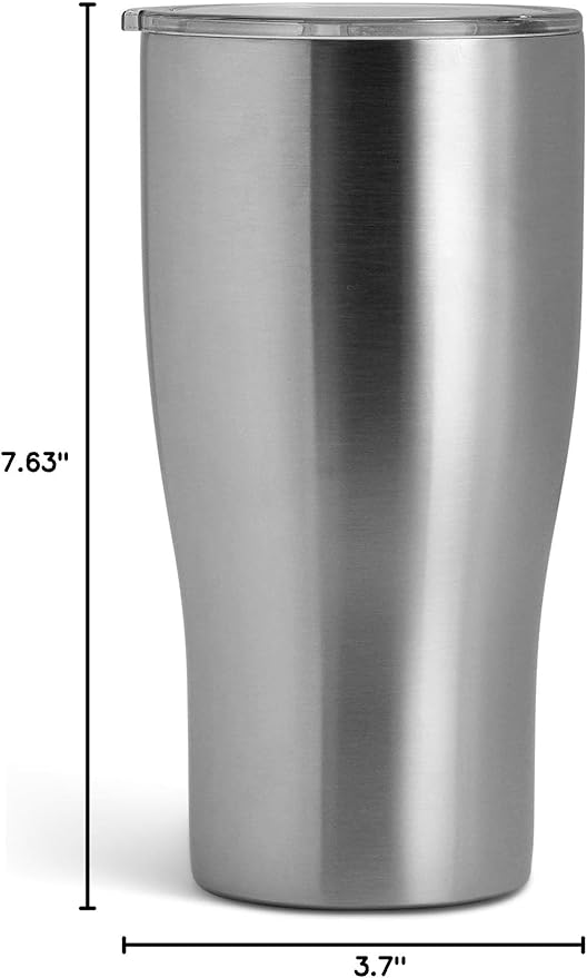 makerflo Destash 30 oz, 25 Pack Tumbler, Stainless Steel Insulated Curve Travel Tumbler with Clear Splash Proof Lid and Straw for Coffee, Tea, Shakes, Smoothies, Wine, Water, Hot Cold Drinks, Silver