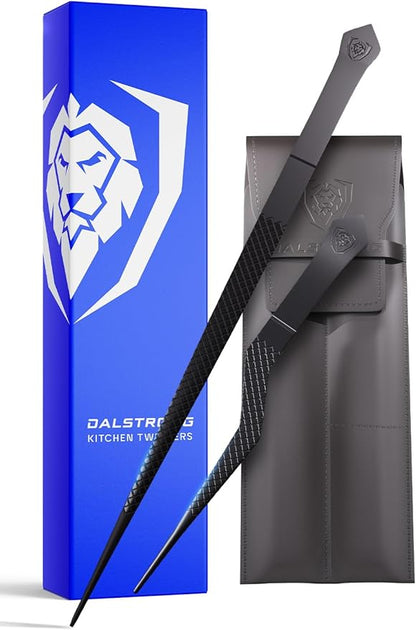 Dalstrong Professional Food Tweezers and Kitchen Tongs Set-2pc(6.5" & 10")-High-Precision, Black Titanium Coating, Multi-Use, 304 Stainless Steel-Gift Perfect for Culinary