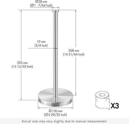 KES Toilet Paper Storage Stand, Freestanding Bathroom Toilet Paper Holder Storage for 3 Rolls SUS304 Stainless Steel Brushed Nickel, BPS201S39-2