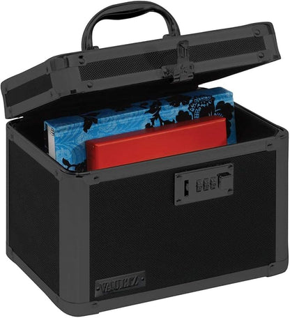 Vaultz Combination Lock Box - Pack of 1-10 x 7.25 x 7.75 Inch Standard Safe with Key and Combo Lock for Important Documents, Medicine & Money - Tactical Black