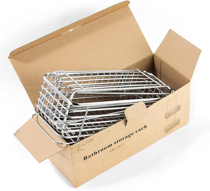 YQh Stainless steel double-layer shower rack, shower room hanging bathroom organizer, storage rack installed on the hanging bar or door, can store shampoo, hair conditioner, shower gel