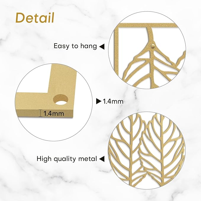 SIGNLEADER Metal Wall Decor Leaf Blade Minimalist Modern Abstract Wall Sculpture Hangings Home Decoration for Living Room, Bedroom, Bathroom, Kitchen, Outdoor - 36" Gold
