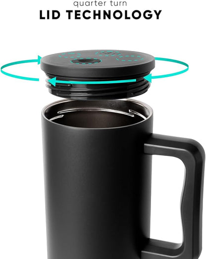 Simple Modern 30 oz Trek Tumbler with Handle and Straw Lid | Cup Holder Friendly Insulated Stainless Steel Travel Mug | Midnight Black