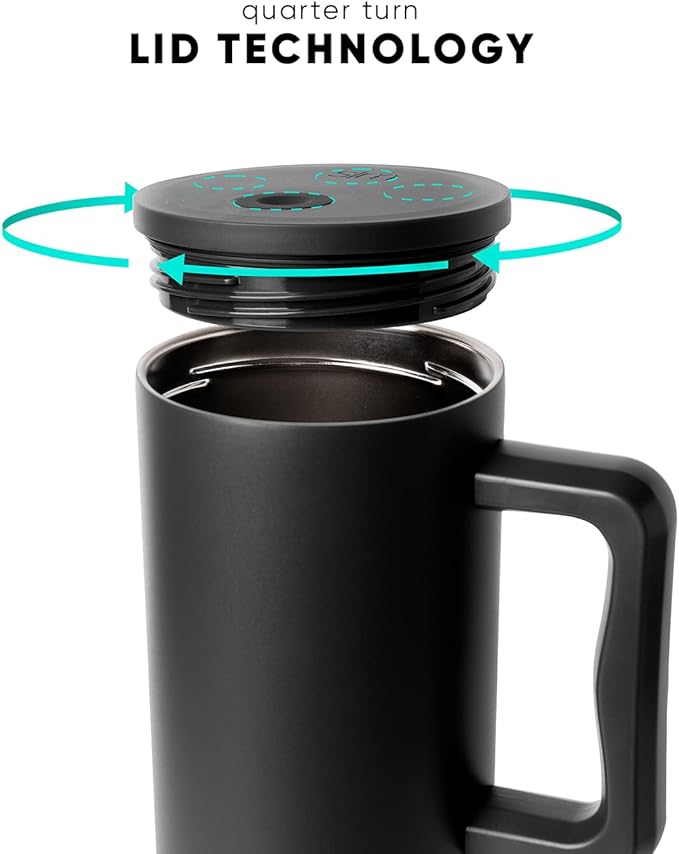 Simple Modern 40 oz Trek Tumbler with Handle and Straw Lid | Cup Holder Friendly Insulated Stainless Steel Travel Mug | Cream Terrazzo