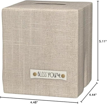 Stylish Tissue Box Cover - This Beige Linen Holder Instantly Covers Your Square Tissue Boxes - The Perfect Cube Cover for Your Bathroom and Home