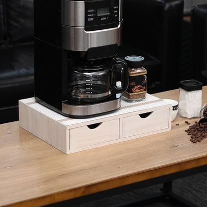 DDYURI Kitchen Storage Organizer with 2 Drawers for Coffee Brew K Cup/Coffee Pod Holder - Office Organization Drawer for Desk, Multi-Purpose Mini Wood Cabinet Countertop Stand Shelf CF1D2C White