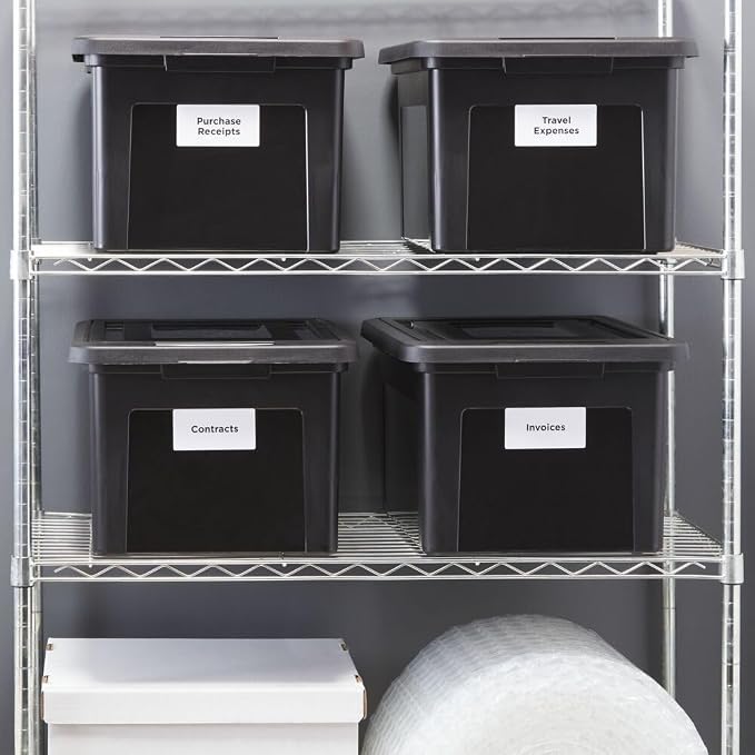 STAPLES File Box Plastic File Box Snap, Letter/Legal Size, Black, 4/Carton